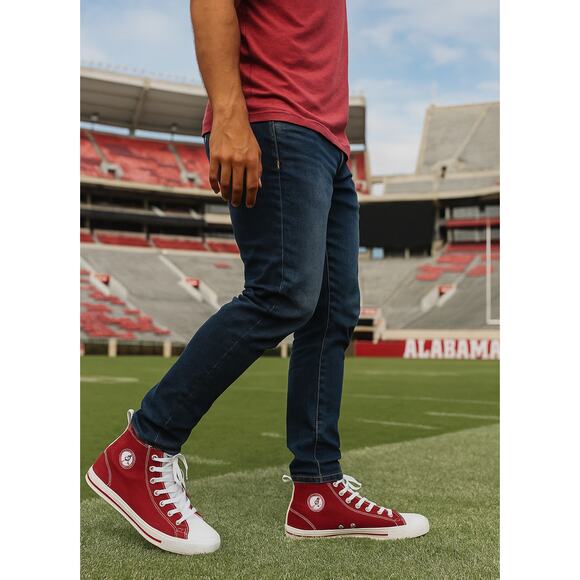 Alabama Crimson Tide High Top Sneakers Red White Canvas Unisex Men’s 8 Womens 10 - Picture 8 of 8
